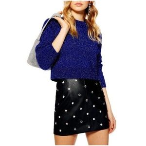 TOPSHOP - Metallic Tinsel Crop Sweater | Royal Blue | Size: US 4 | NWT / NEW